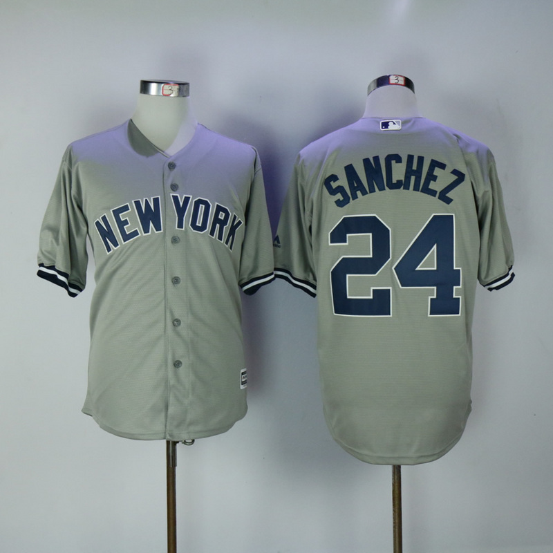 2017 MLB New York Yankees #24 Gary Sanchez Grey Game Jerseys